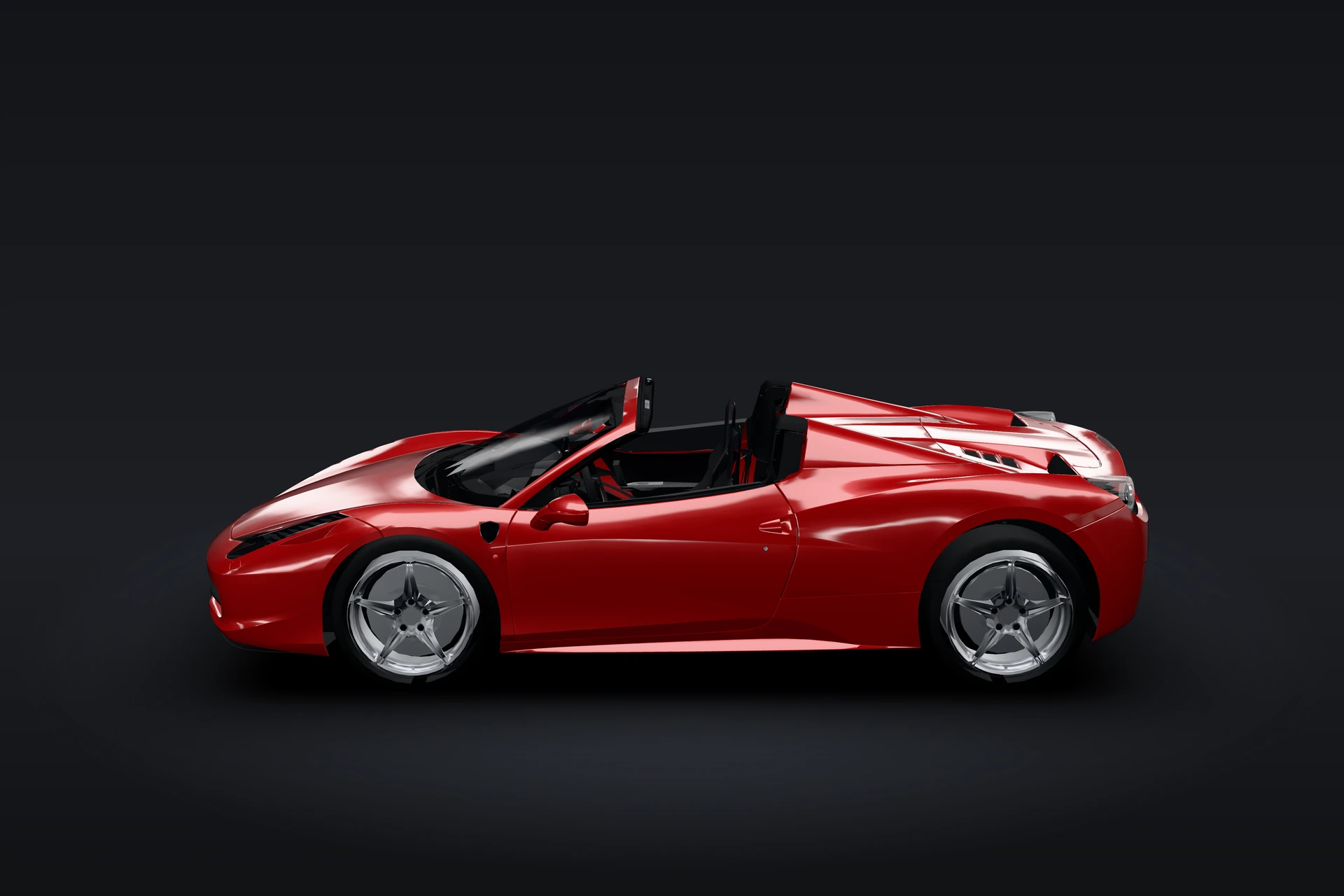 2014 Ferrari 458 Spider, side view, in the studio