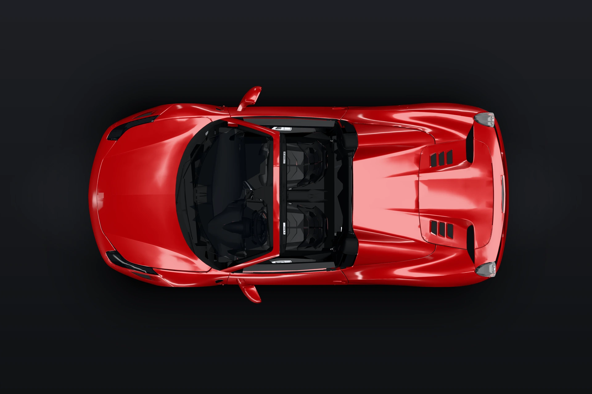 2014 Ferrari 458 Spider, from above, in the studio
